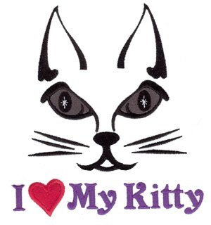 I Love My Kitty Machine Embroidery Design