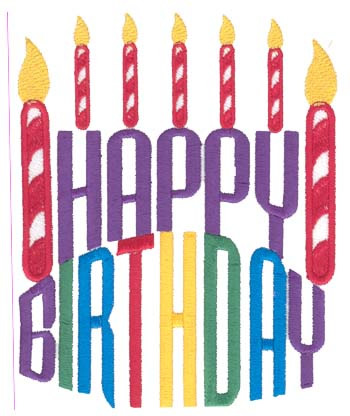 Happy Birthday Candles Machine Embroidery Design
