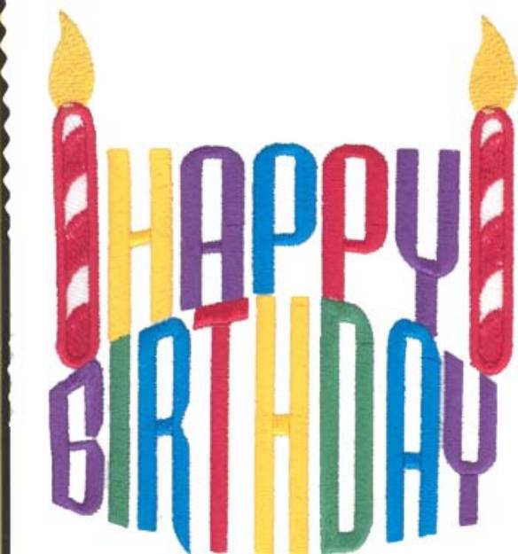Picture of Happy Birthday Candles Machine Embroidery Design