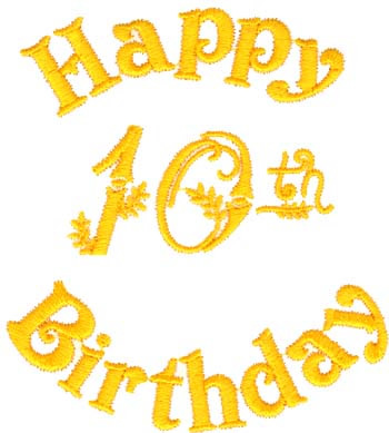 10th Birthday Machine Embroidery Design