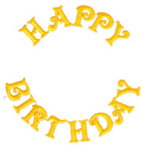 Picture of Curved Happy Birthday Machine Embroidery Design