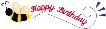 Happy Birthday Bee Machine Embroidery Design
