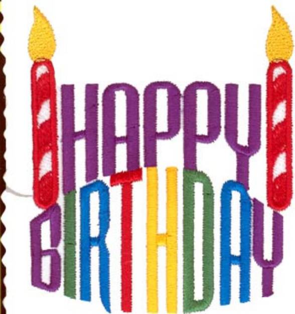 Picture of Happy Birthday Candles Machine Embroidery Design