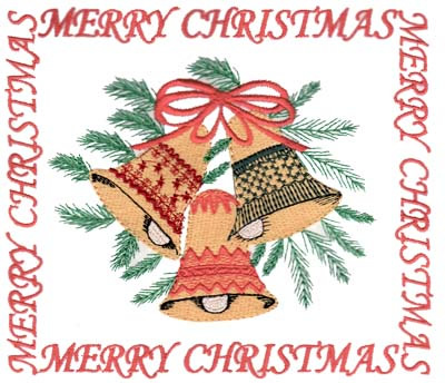 Merry Christmas Bells Machine Embroidery Design
