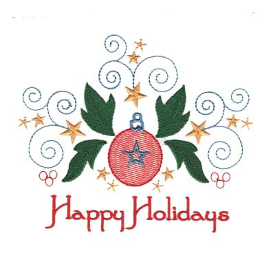 Happy Holidays Ornament Machine Embroidery Design