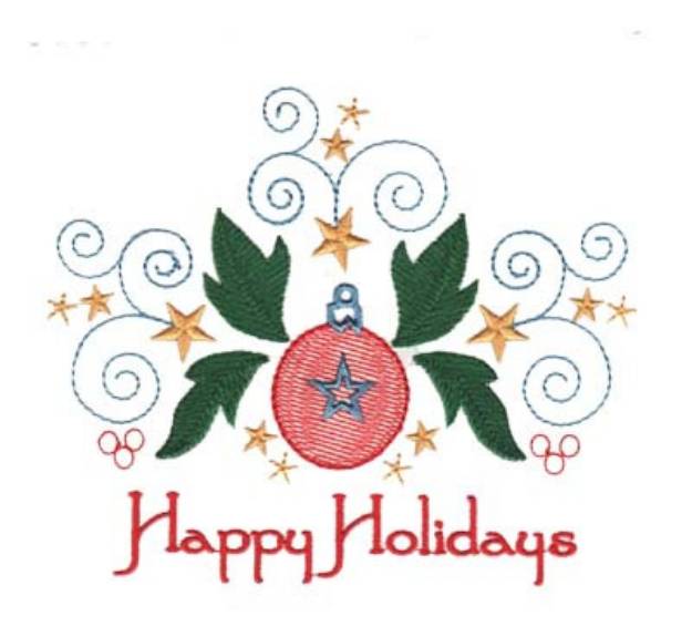 Picture of Happy Holidays Ornament Machine Embroidery Design