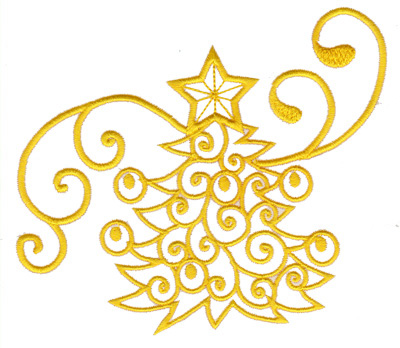 Swirl Christmas Tree Machine Embroidery Design
