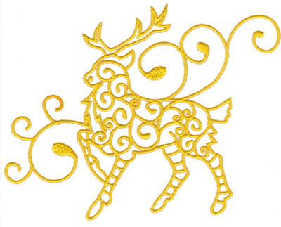 Swirl Reindeer Machine Embroidery Design