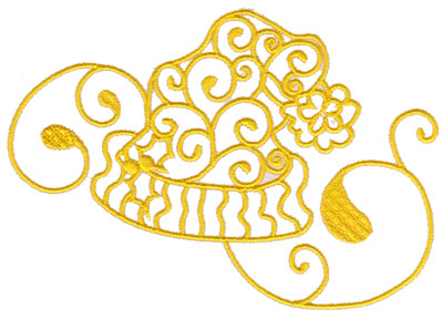 Swirl Christmas Hat Machine Embroidery Design