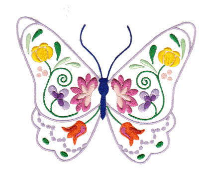 Flowery Butterfly Machine Embroidery Design