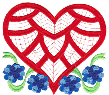Flower Heart Machine Embroidery Design