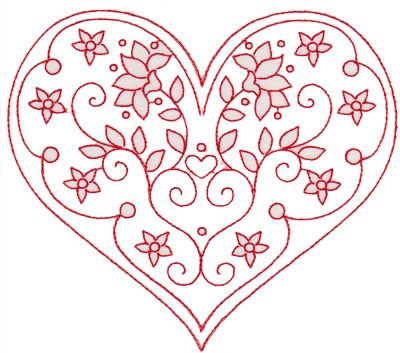 Flower Heart Outline Machine Embroidery Design