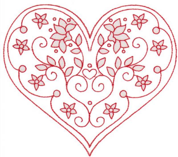 Picture of Flower Heart Outline Machine Embroidery Design