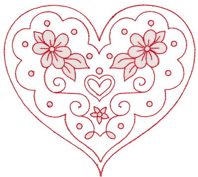 Flowery Heart Machine Embroidery Design