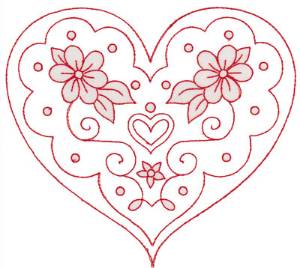 Picture of Flowery Heart Machine Embroidery Design