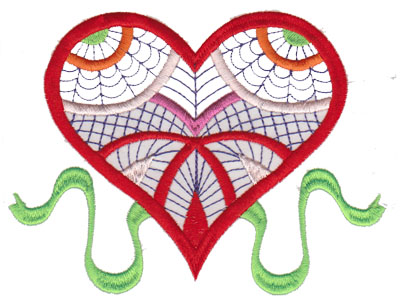 Heart and Ribbon Machine Embroidery Design