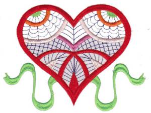 Picture of Heart and Ribbon Machine Embroidery Design