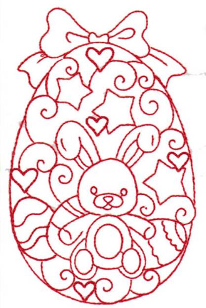 Picture of Bunny Redwork Egg Machine Embroidery Design