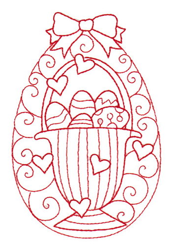 Redwork Easter Basket Machine Embroidery Design
