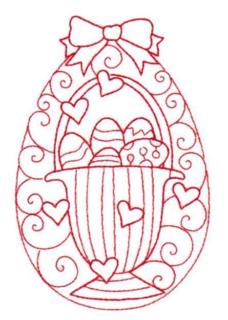 Picture of Redwork Easter Basket Machine Embroidery Design