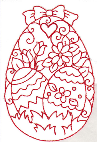 Redwork Easter Egg Machine Embroidery Design