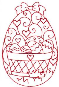 Picture of Redwork Easter Basket