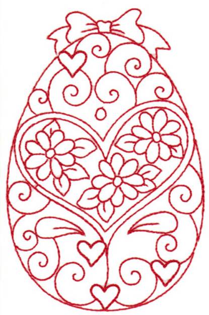 Picture of Redwork Easter Egg Machine Embroidery Design