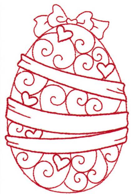 Picture of Ribbon Redwork Egg Machine Embroidery Design