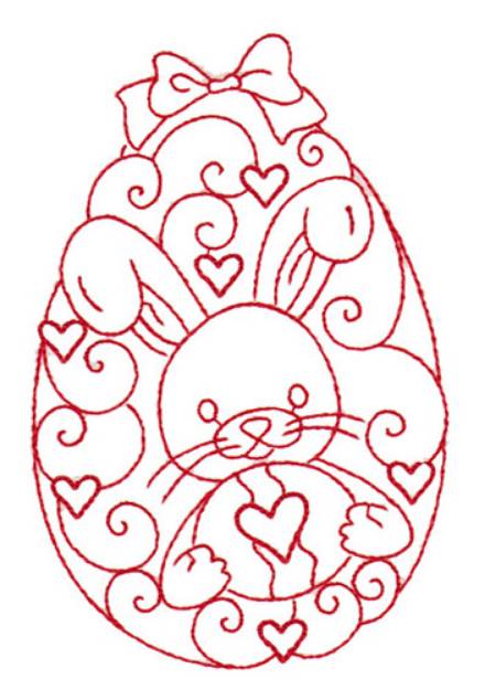 Picture of Bunny Redwork Egg Machine Embroidery Design