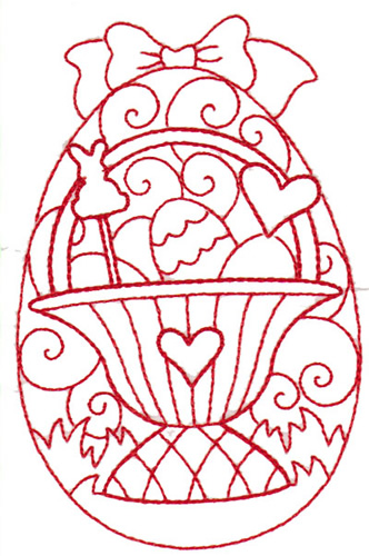 Redwork Basket Egg Machine Embroidery Design