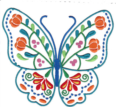 Flowery Butterfly Machine Embroidery Design