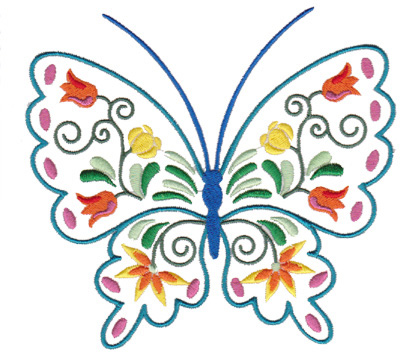 Flower Butterfly Machine Embroidery Design