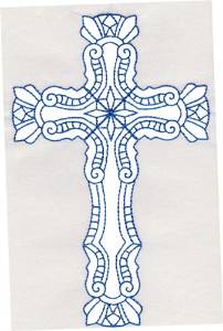 Picture of Elegant Bluework Cross Machine Embroidery Design
