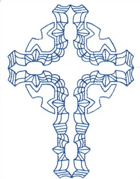 Picture of Geometric Bluework Cross Machine Embroidery Design