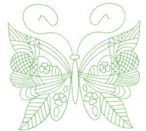 Picture of Leafy Butterfly Greenwork Machine Embroidery Design