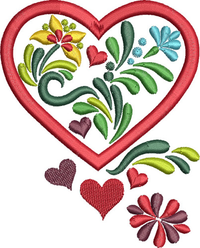 Hearts and Flowers Machine Embroidery Design