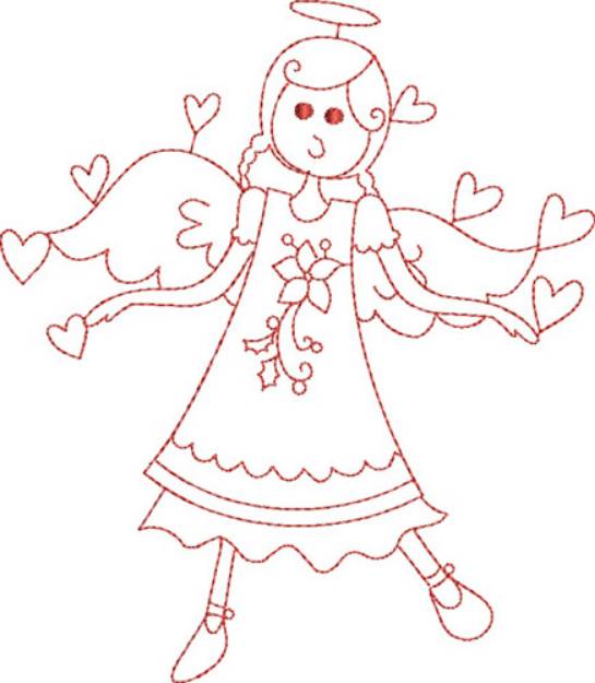 Picture of Redwork Angel Machine Embroidery Design