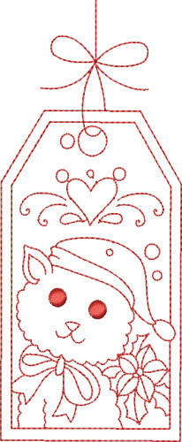 Redwork Cat Machine Embroidery Design