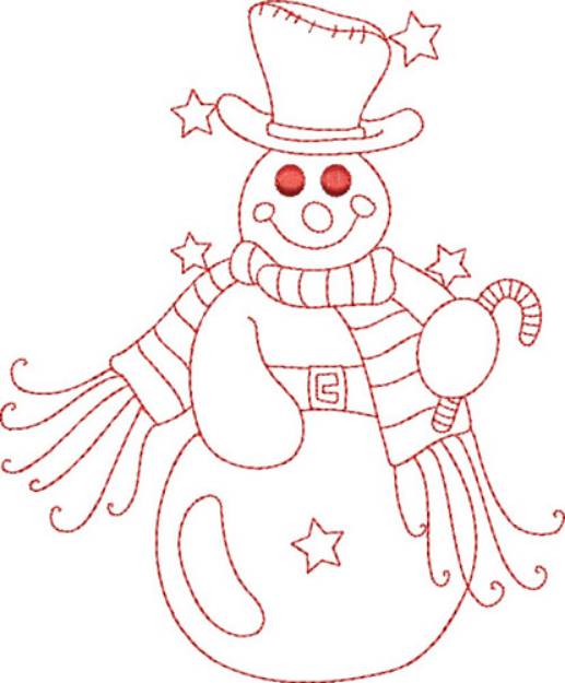 Picture of Redwork Snowman Machine Embroidery Design