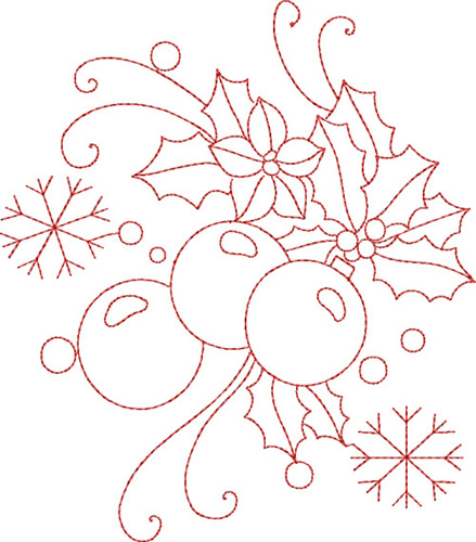 Christmas Redwork Machine Embroidery Design