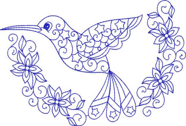 Picture of Hummingbird Bluework Machine Embroidery Design
