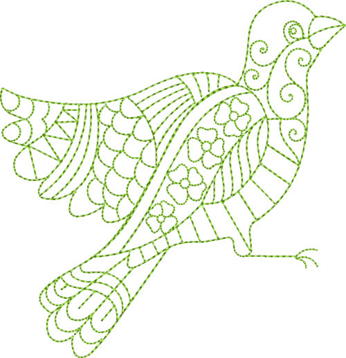 Bird Greenwork Machine Embroidery Design