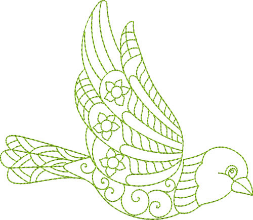 Bird Greenwork Machine Embroidery Design