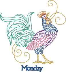 Monday Rooster Machine Embroidery Design