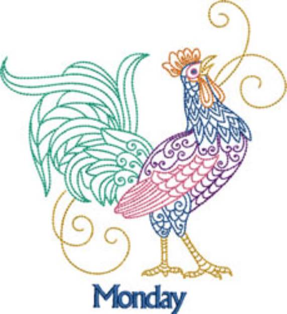 Picture of Monday Rooster Machine Embroidery Design