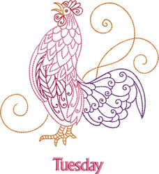 Tuesday Rooster Machine Embroidery Design