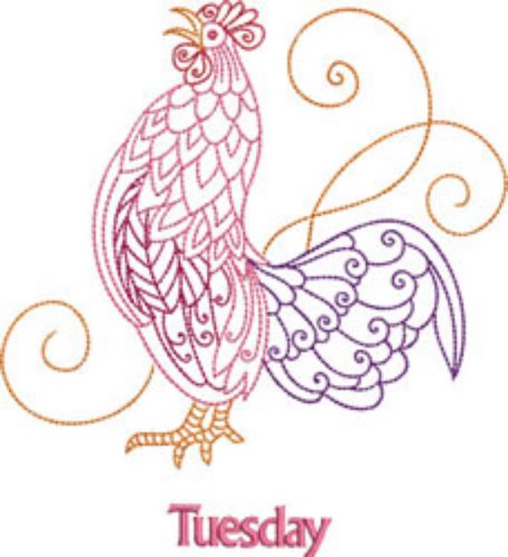 Picture of Tuesday Rooster Machine Embroidery Design
