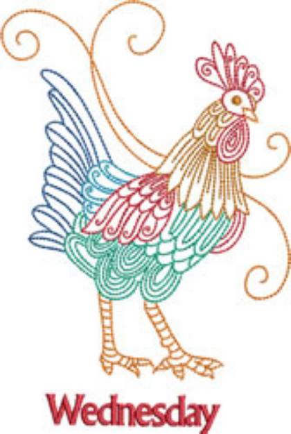 Picture of Wednesday Rooster Machine Embroidery Design