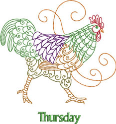 Thursday Rooster Machine Embroidery Design