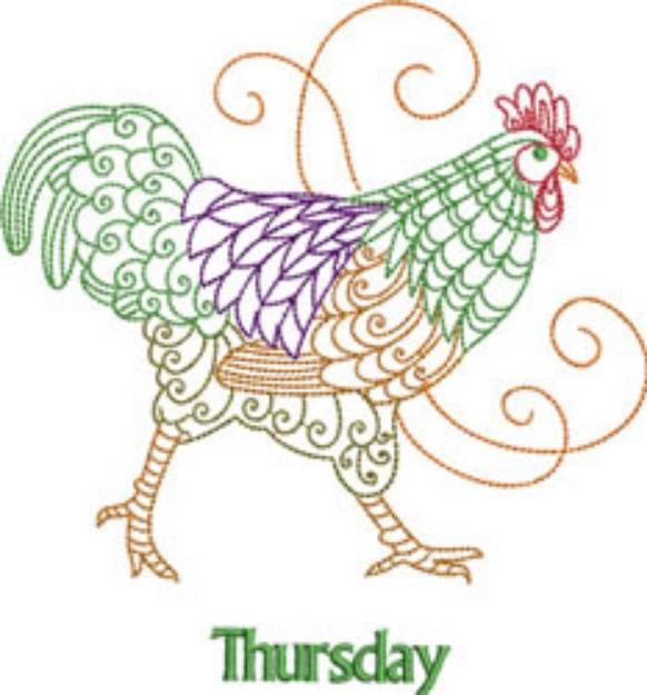 Picture of Thursday Rooster Machine Embroidery Design